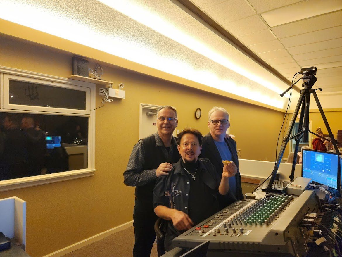 Friends at the sound board