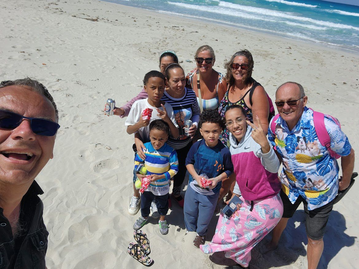 Family on the beach in Cuba
